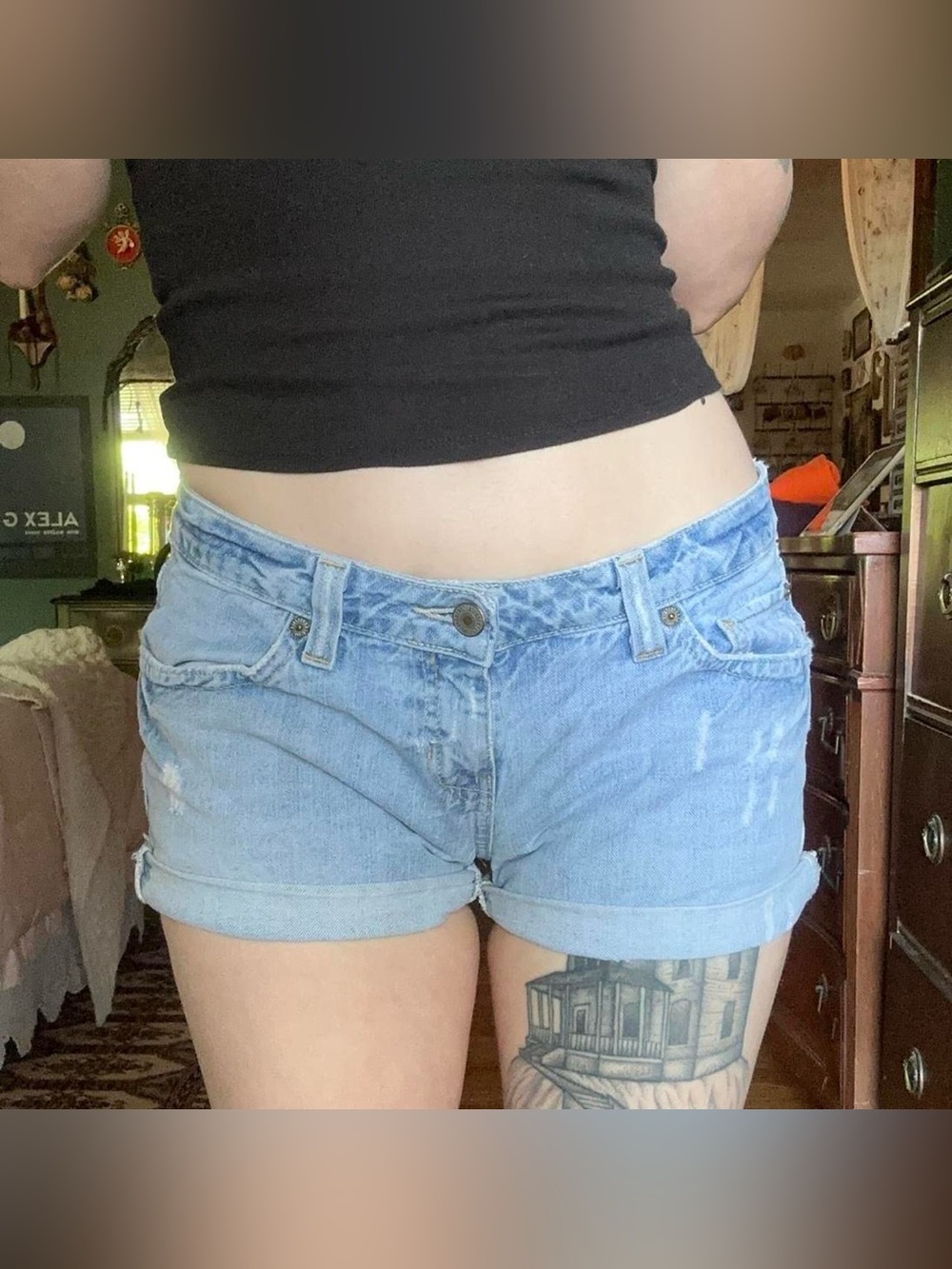 Aeropostale Light Blue Denim Roll-Up Jean Shorts
